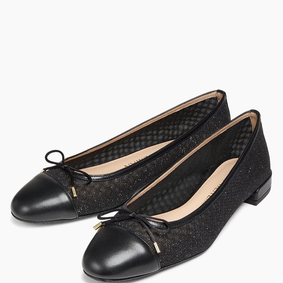Stuart Weitzman Shoes - Stuart Weitzman
Sleek Bow Leather-Trimmed Sparkle Mesh Flats/ Size 8/ Like New